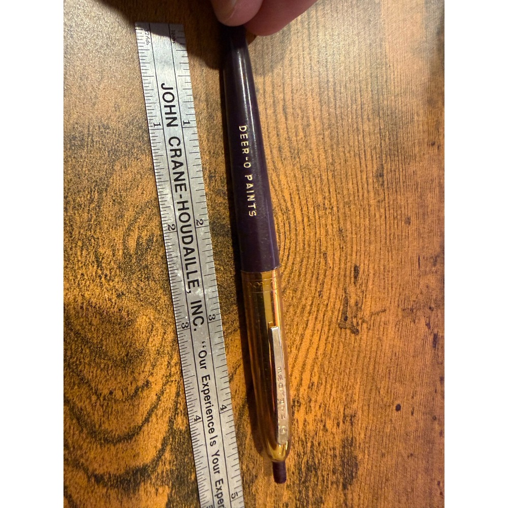 Vintage Scripto Mechanical Pencil‎ Deer-O Paints Advertising Purple Gold Tone